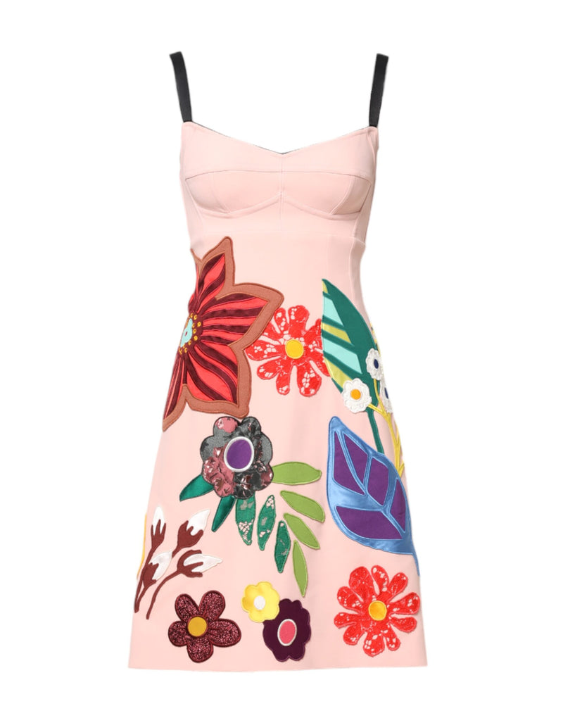 Dolce & Gabbana Robe Mini à Bretelles Spaghetti Imprimé Floral Rose