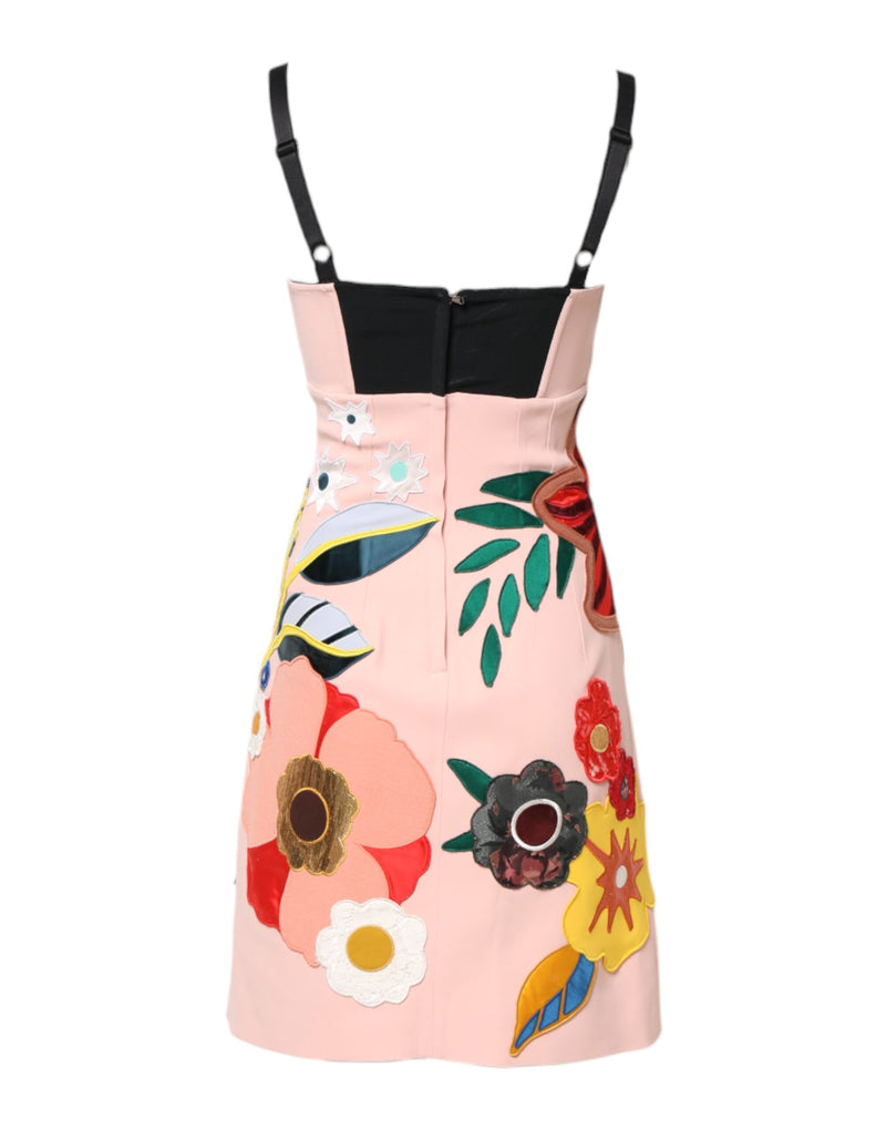 Dolce & Gabbana Robe Mini à Bretelles Spaghetti Imprimé Floral Rose