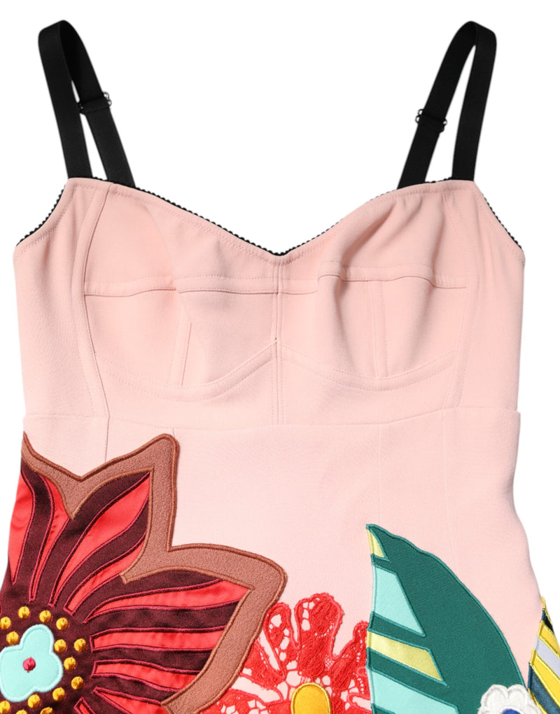 Dolce & Gabbana Robe Mini à Bretelles Spaghetti Imprimé Floral Rose