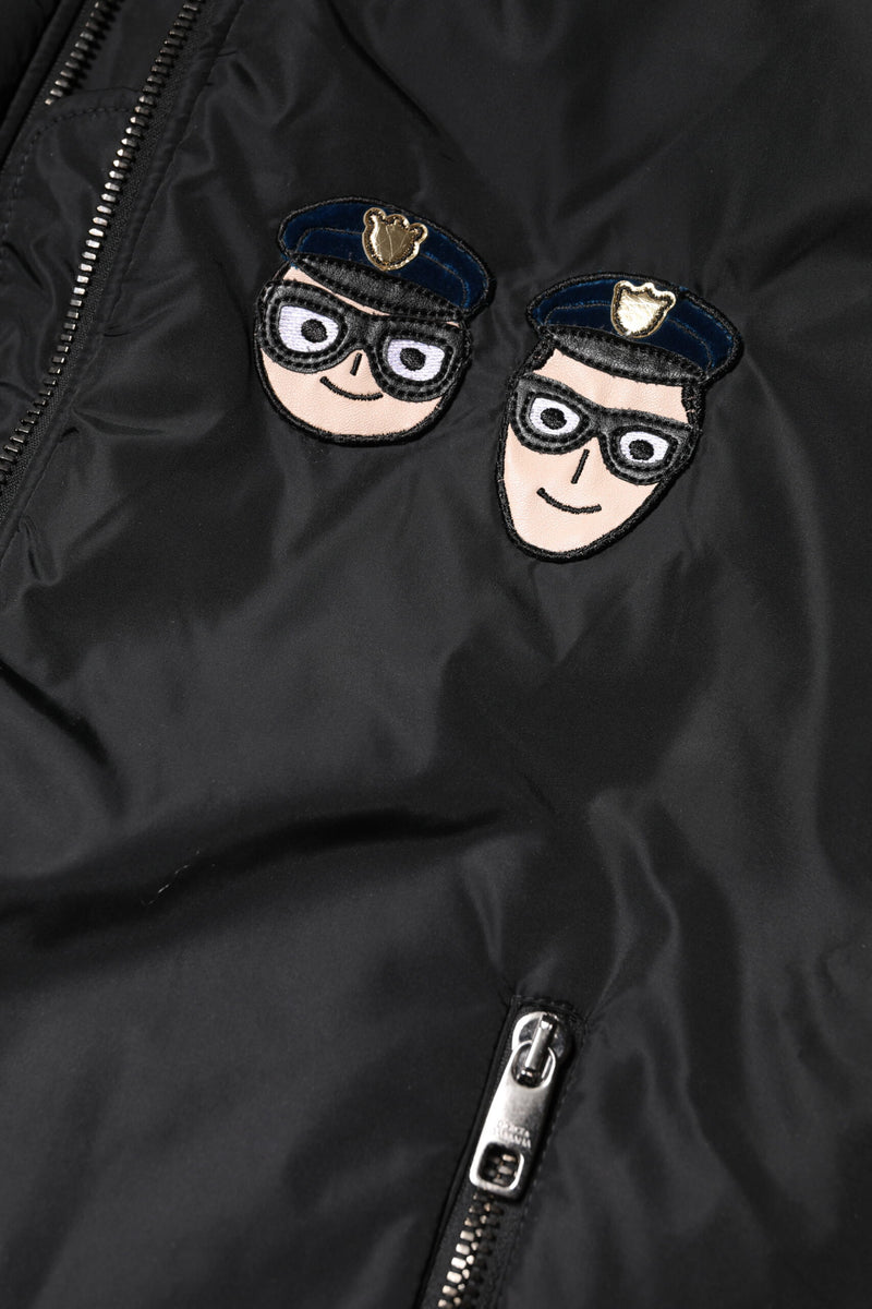 Dolce & Gabbana Black Nylon #DGFamily Full Zip Bomber Jacket