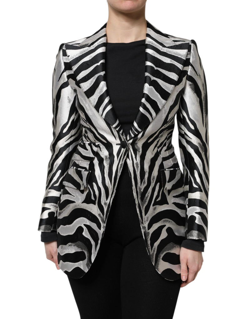 Dolce & Gabbana Black White Zebra Blazer Jacket
