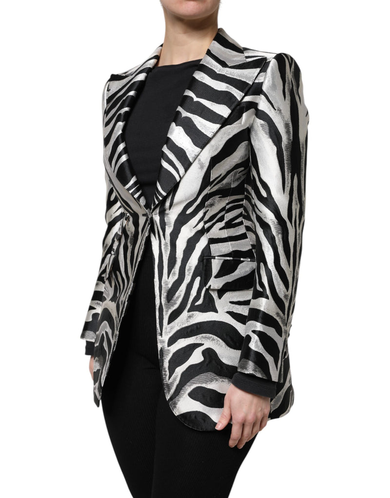 Dolce & Gabbana Black White Zebra Blazer Jacket