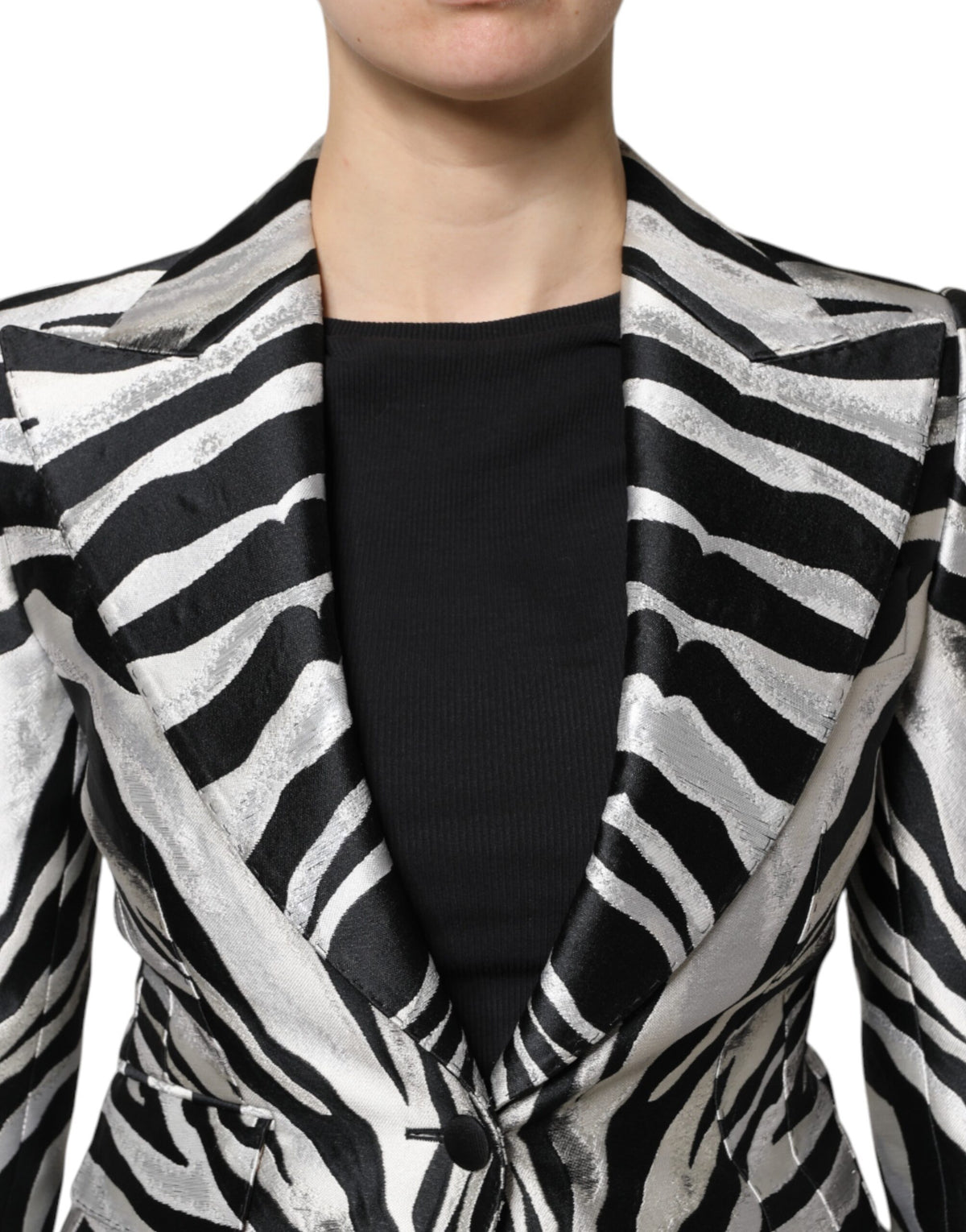 Dolce & Gabbana Black and White Zebra Blazer Jacket
