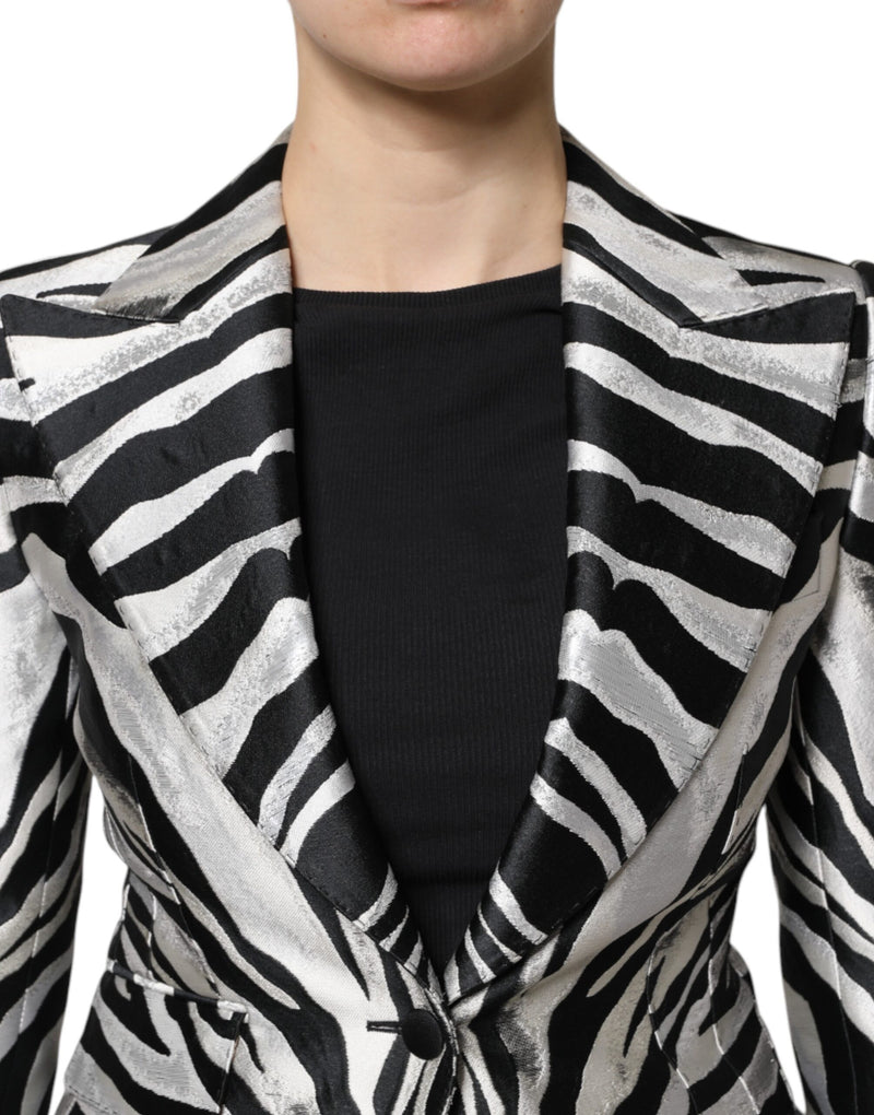 Dolce & Gabbana Black White Zebra Blazer Jacket