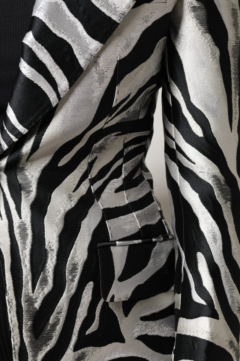 Dolce & Gabbana Black White Zebra Blazer Jacket