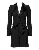 Dolce & Gabbana Black Virgin Wool Jumpsuit Dress Coat