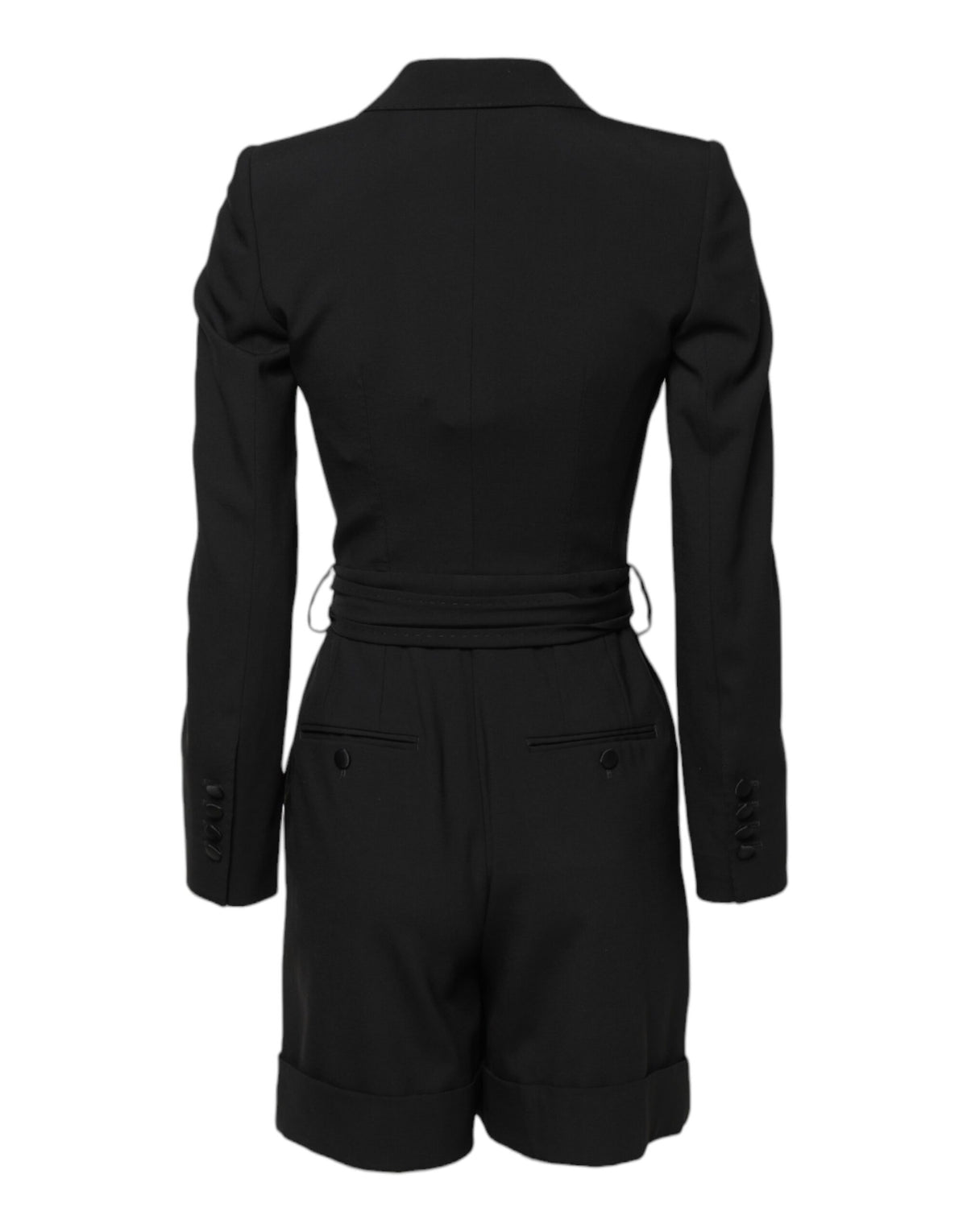 Dolce & Gabbana Black Virgin Wool Jumpsuit Dress Coat