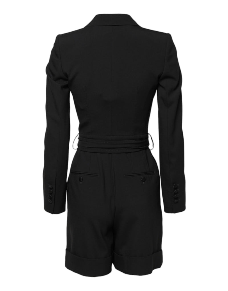Dolce & Gabbana Black Virgin Wool Jumpsuit Dress Coat