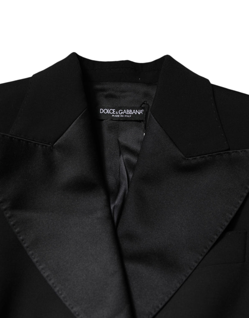 Dolce & Gabbana Black Virgin Wool Jumpsuit Dress Coat