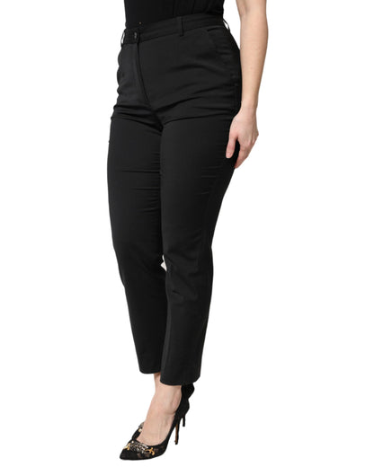 Dolce & Gabbana Black Polyester High Waist Slim Pants