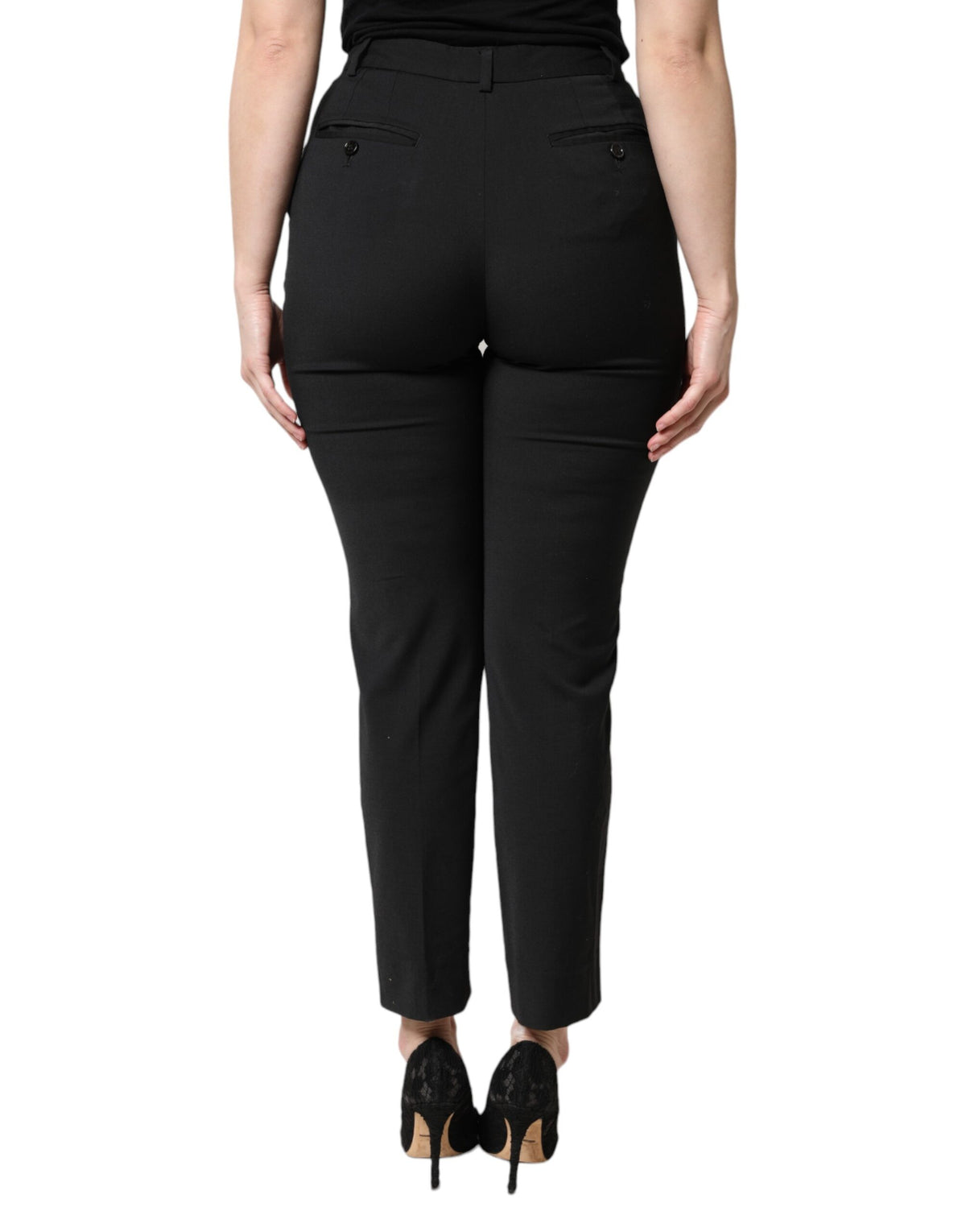 Dolce & Gabbana Pantalon Slim Fit Taille Haute Noir