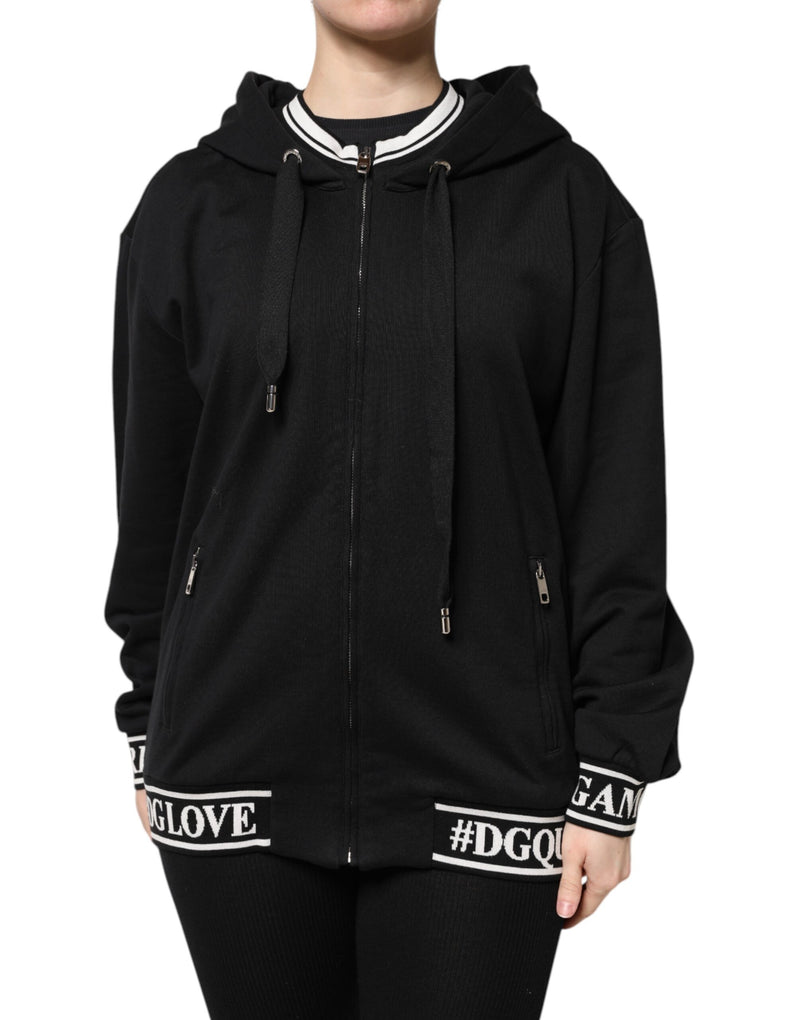 Dolce & Gabbana Sweatshirt à Capuche Zippé Noir en Coton