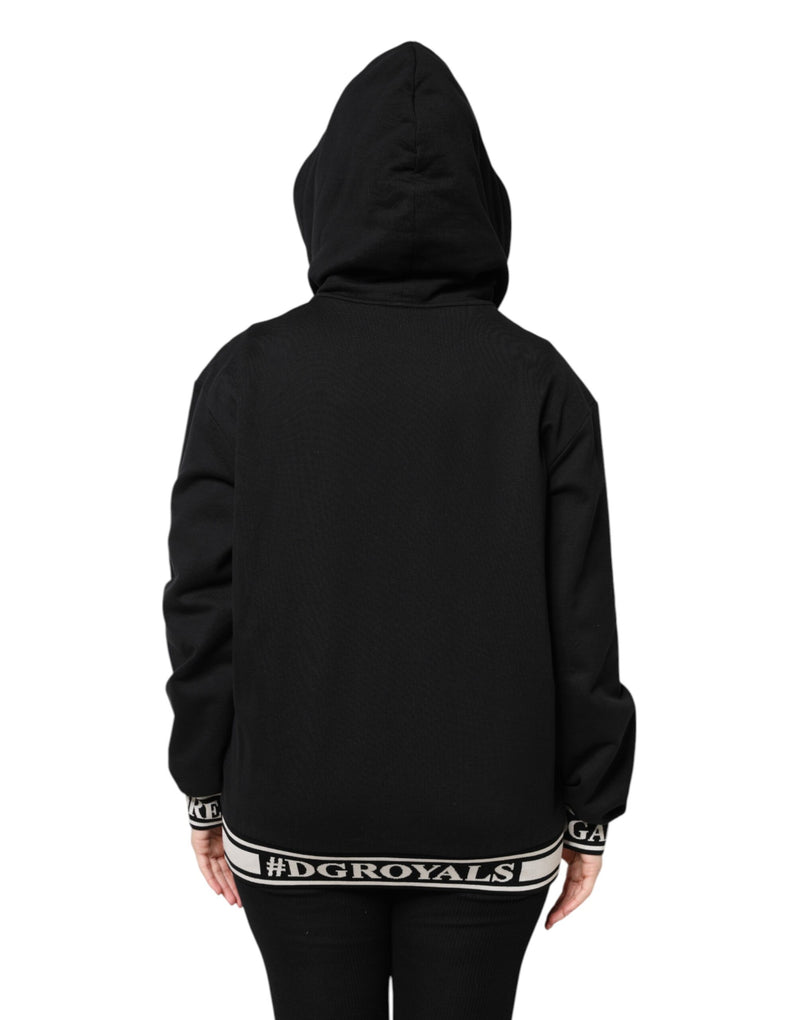 Dolce & Gabbana Sweatshirt à Capuche Zippé Noir en Coton