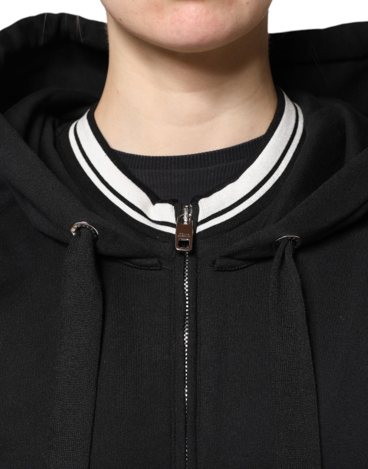 Dolce & Gabbana Sweatshirt à Capuche Zippé Noir en Coton