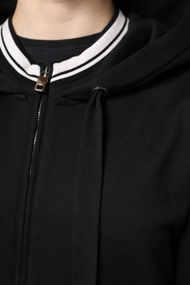 Dolce & Gabbana Sweatshirt à Capuche Zippé Noir en Coton