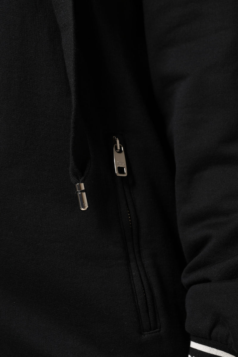 Dolce & Gabbana Sweatshirt à Capuche Zippé Noir en Coton
