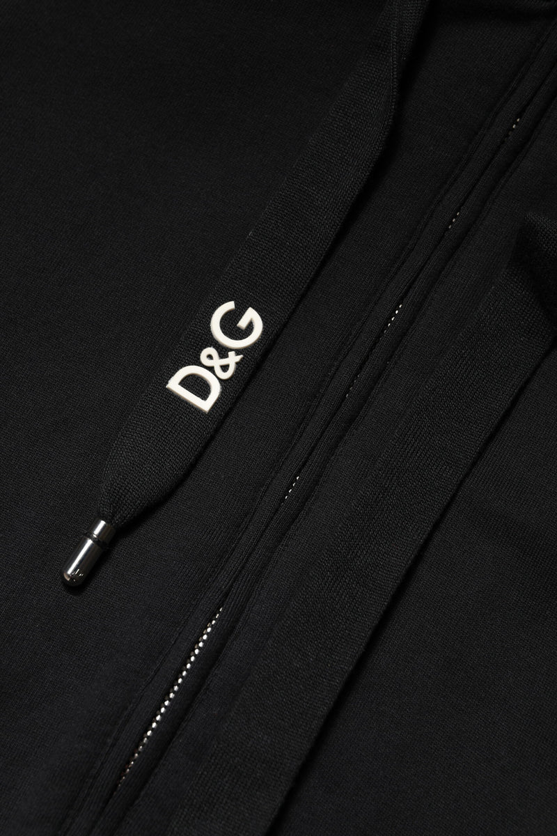 Dolce & Gabbana Sweatshirt à Capuche Zippé Noir en Coton