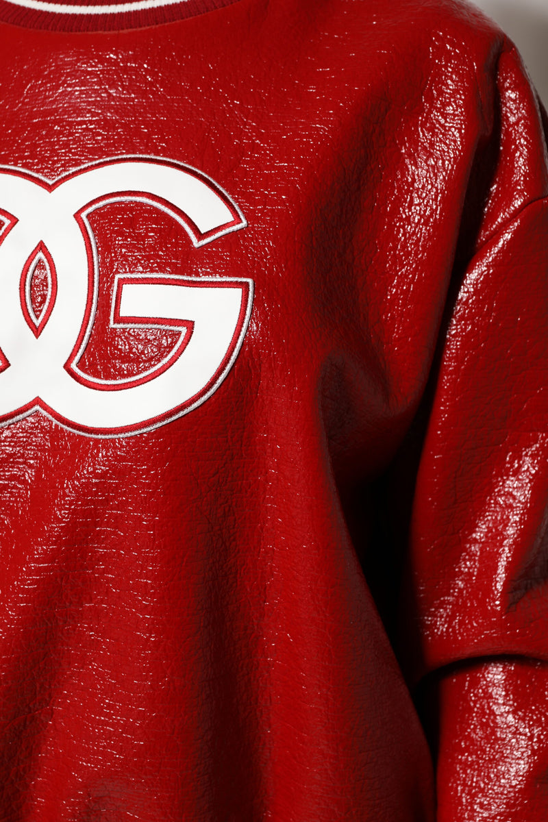 Dolce & Gabbana Red Wool DGLogo Embroidery Pullover Sweater