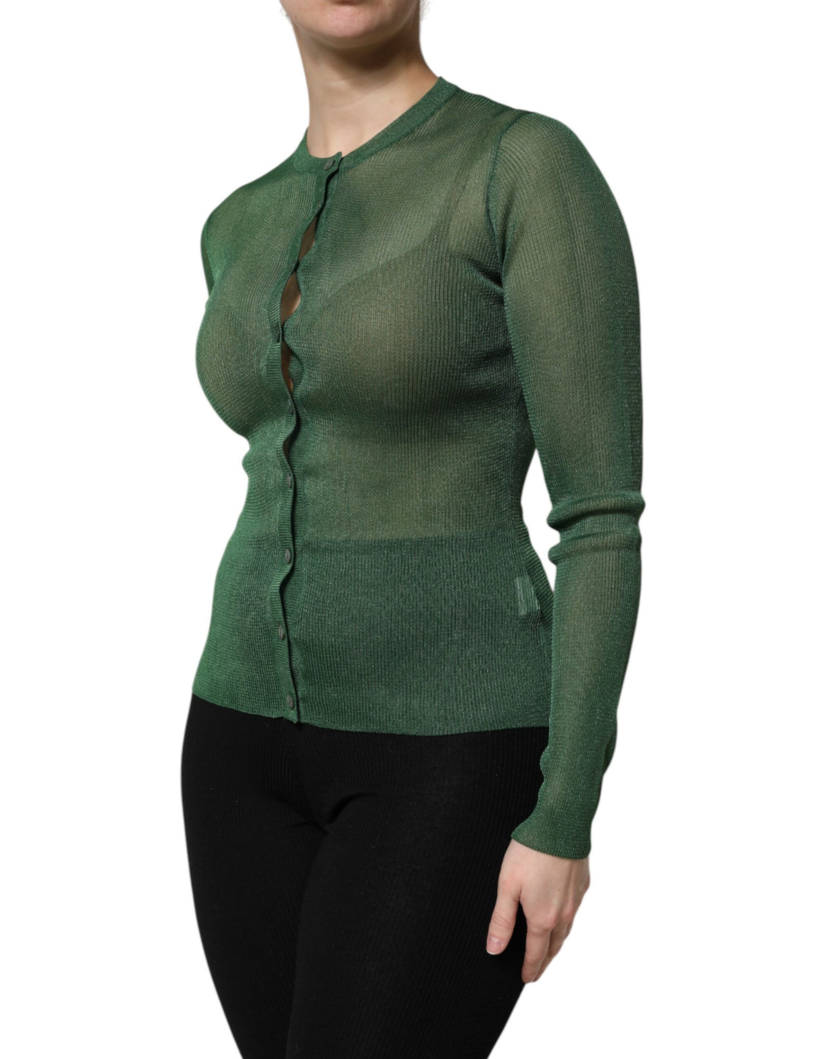Dolce & Gabbana Cardigan Vert à Manches Longues - THS90399-40