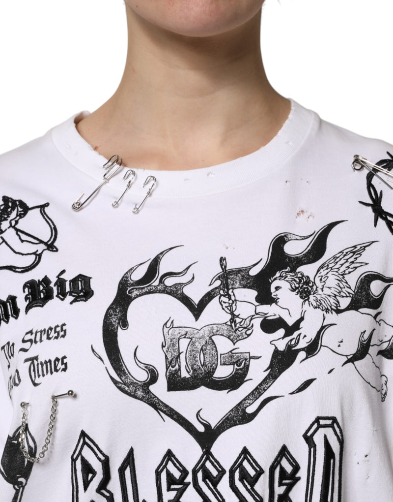 Dolce & Gabbana White Cotton DG BLESSED Printed T-shirt