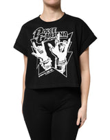 Dolce & Gabbana T-shirt en coton noir imprimé à manches courtes