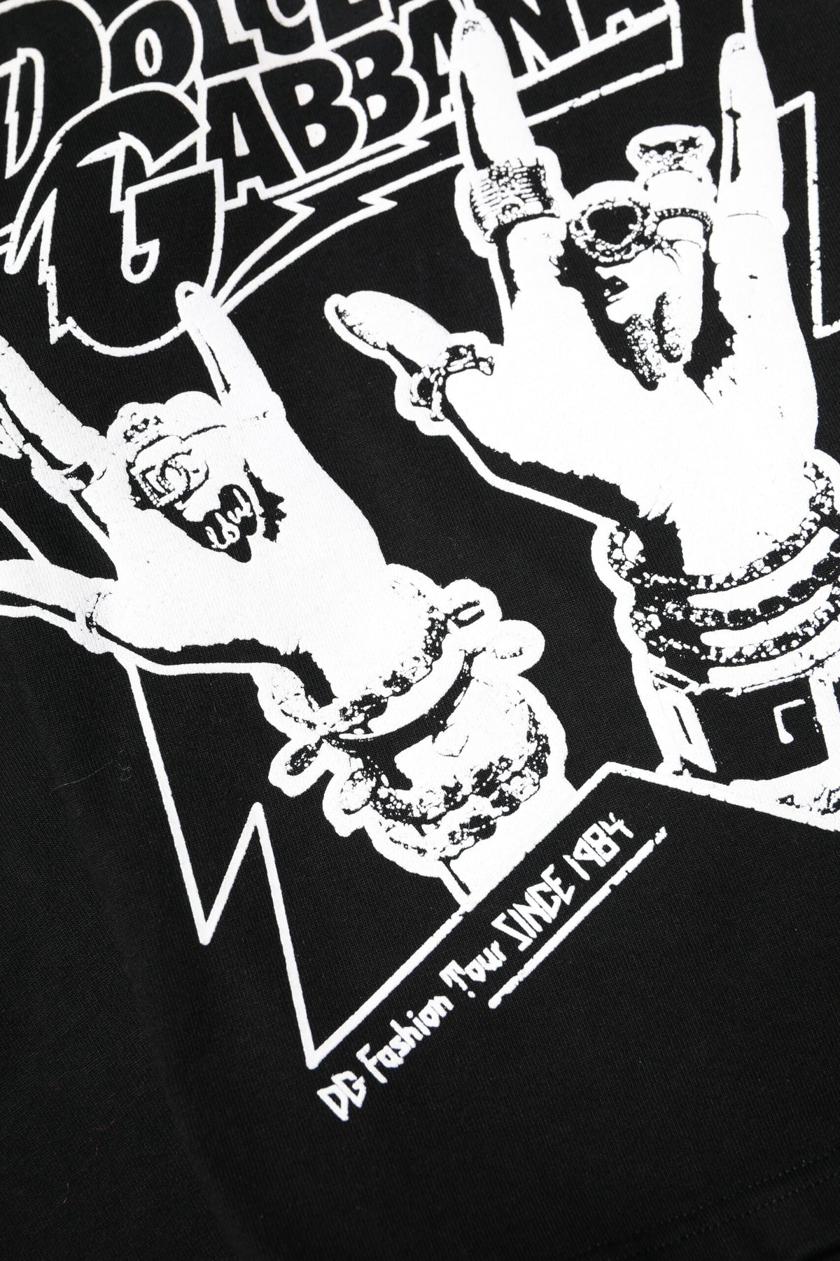 Dolce & Gabbana T-shirt en coton noir imprimé à manches courtes