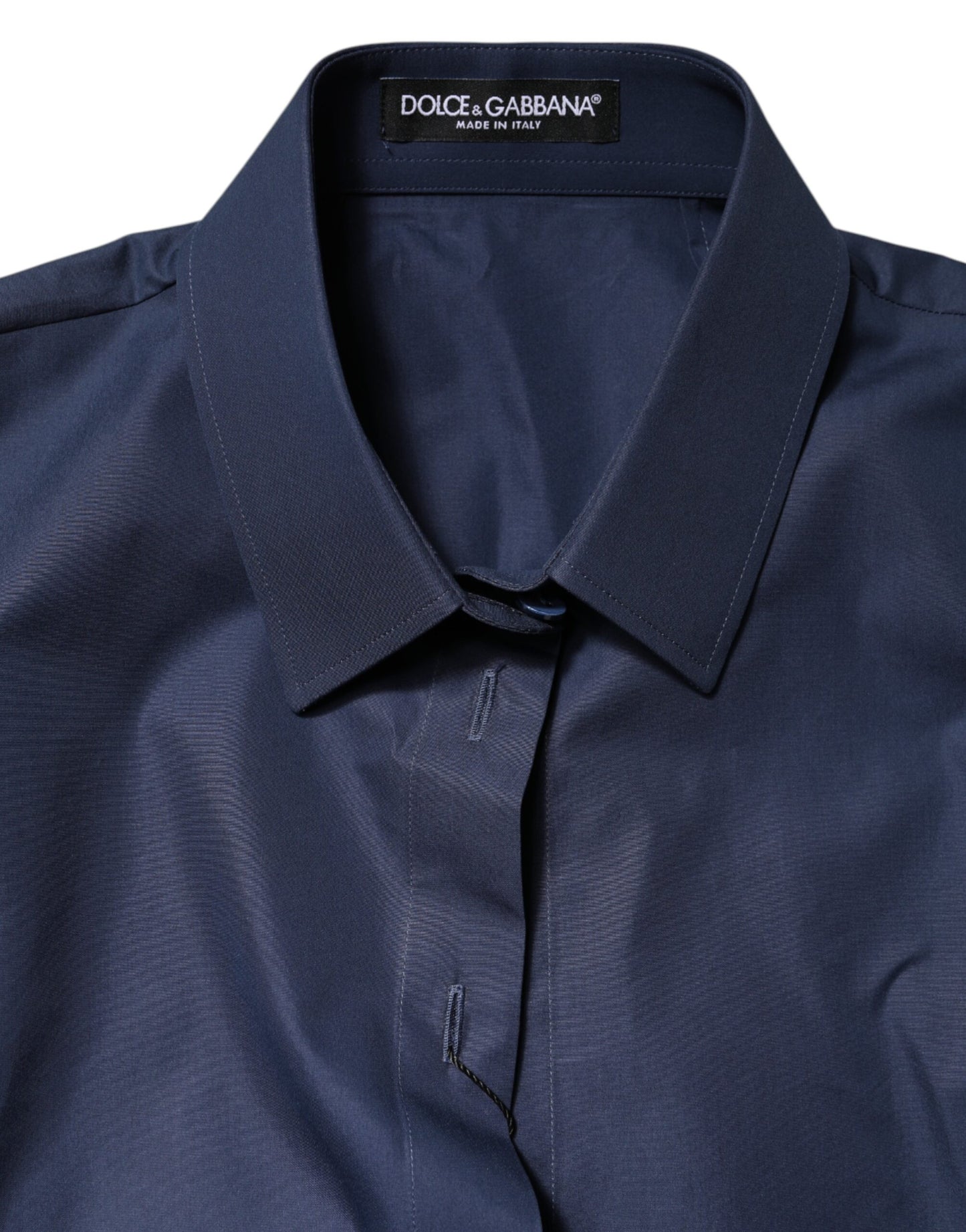 Dolce & Gabbana Blue Cotton Short Sleeves Button Down Top