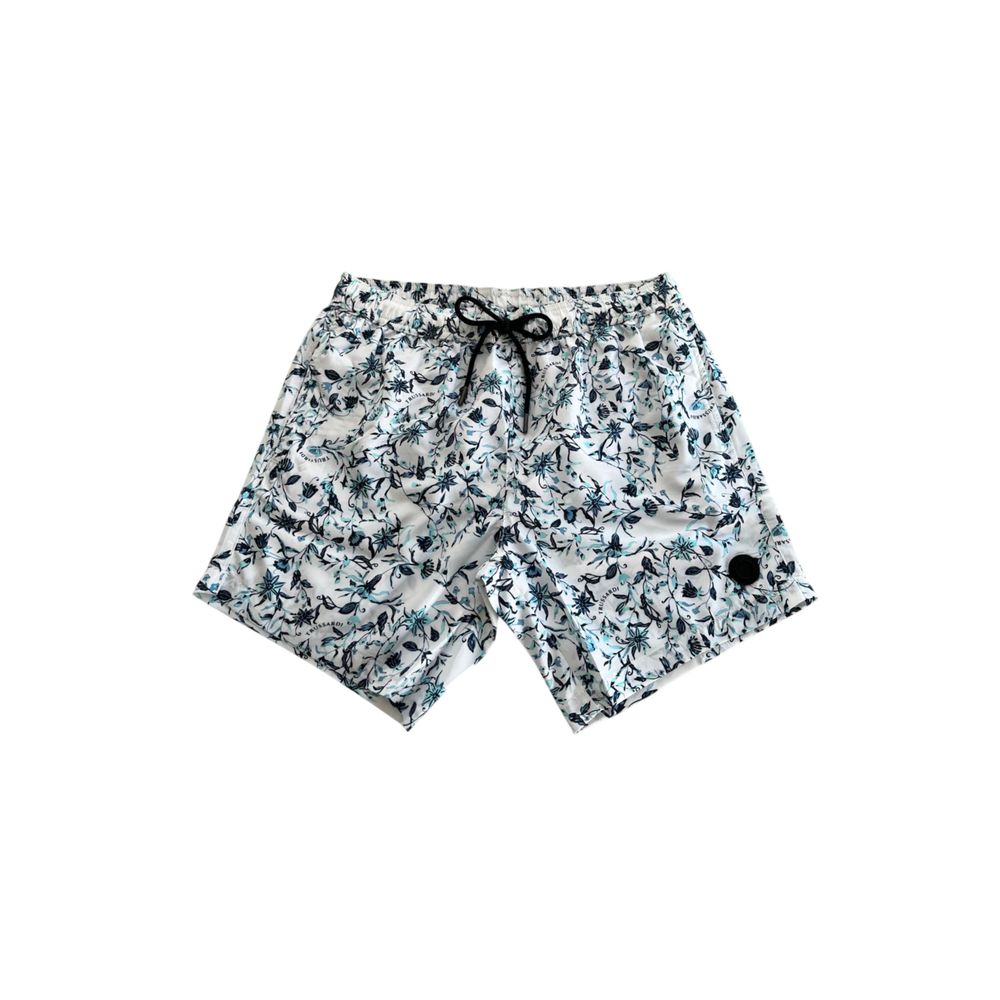 Trussardi Beachwear Men's Swim Shorts - White Polyester