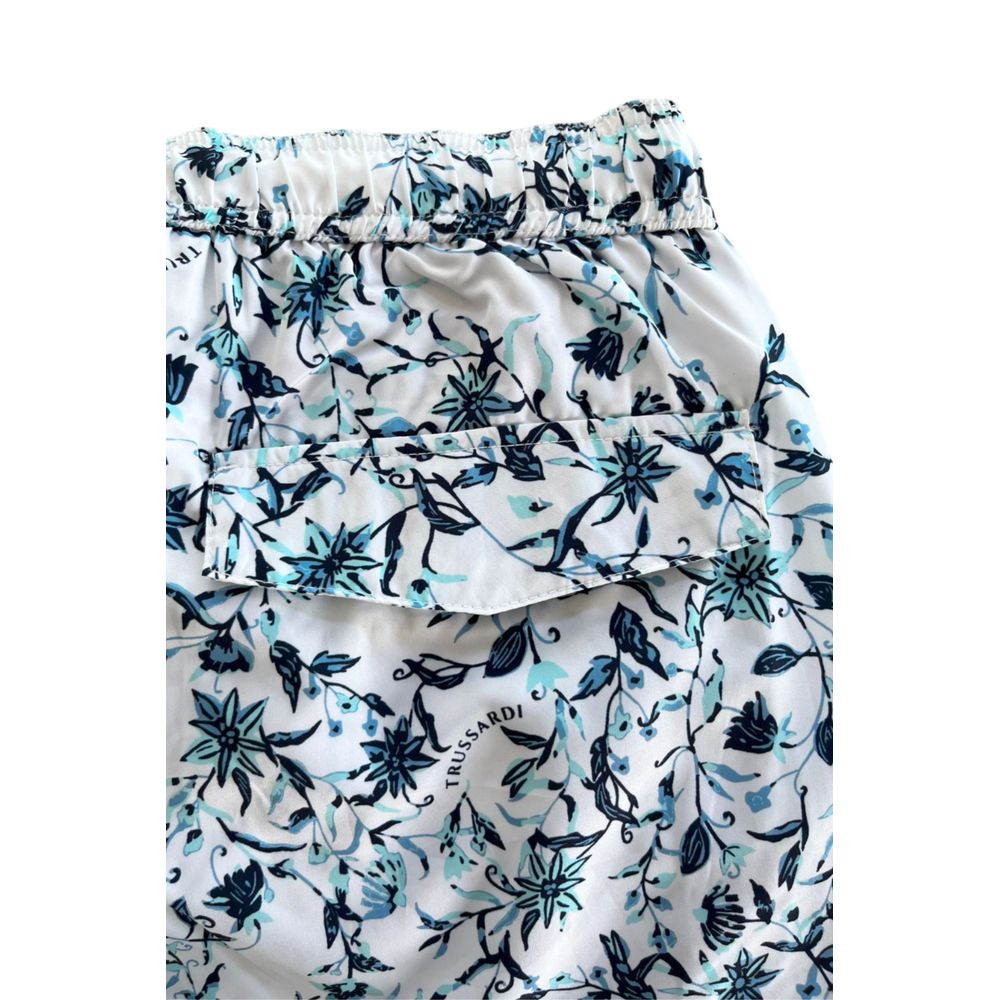Trussardi Beachwear Men's Swim Shorts - White Polyester