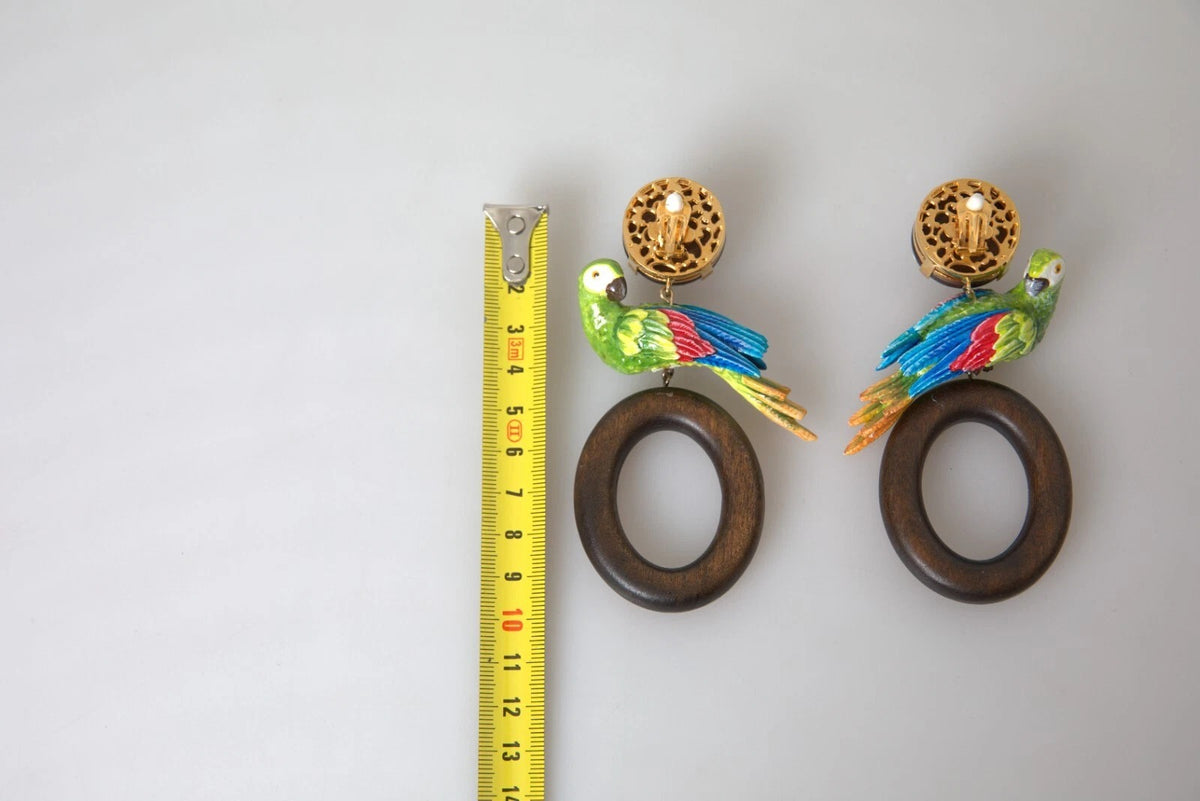 Boucles d'oreilles en bois, laiton et cristal multicolores Dolce & Gabbana