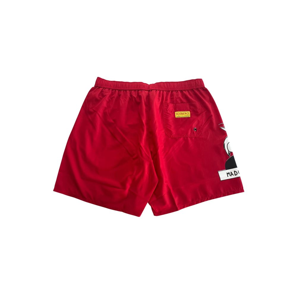 Short de bain pour homme en polyester rouge Iceberg
