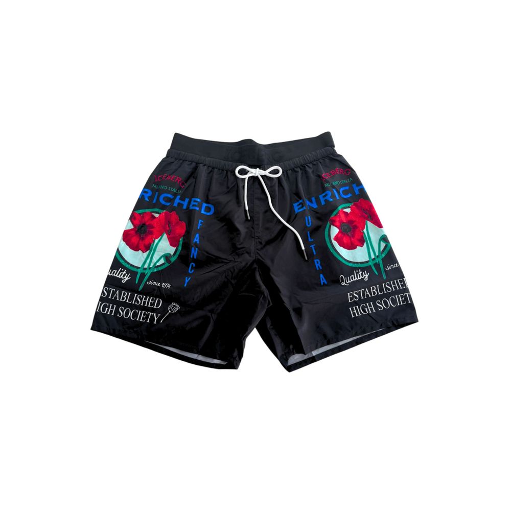 Short de bain pour homme en polyester noir Iceberg