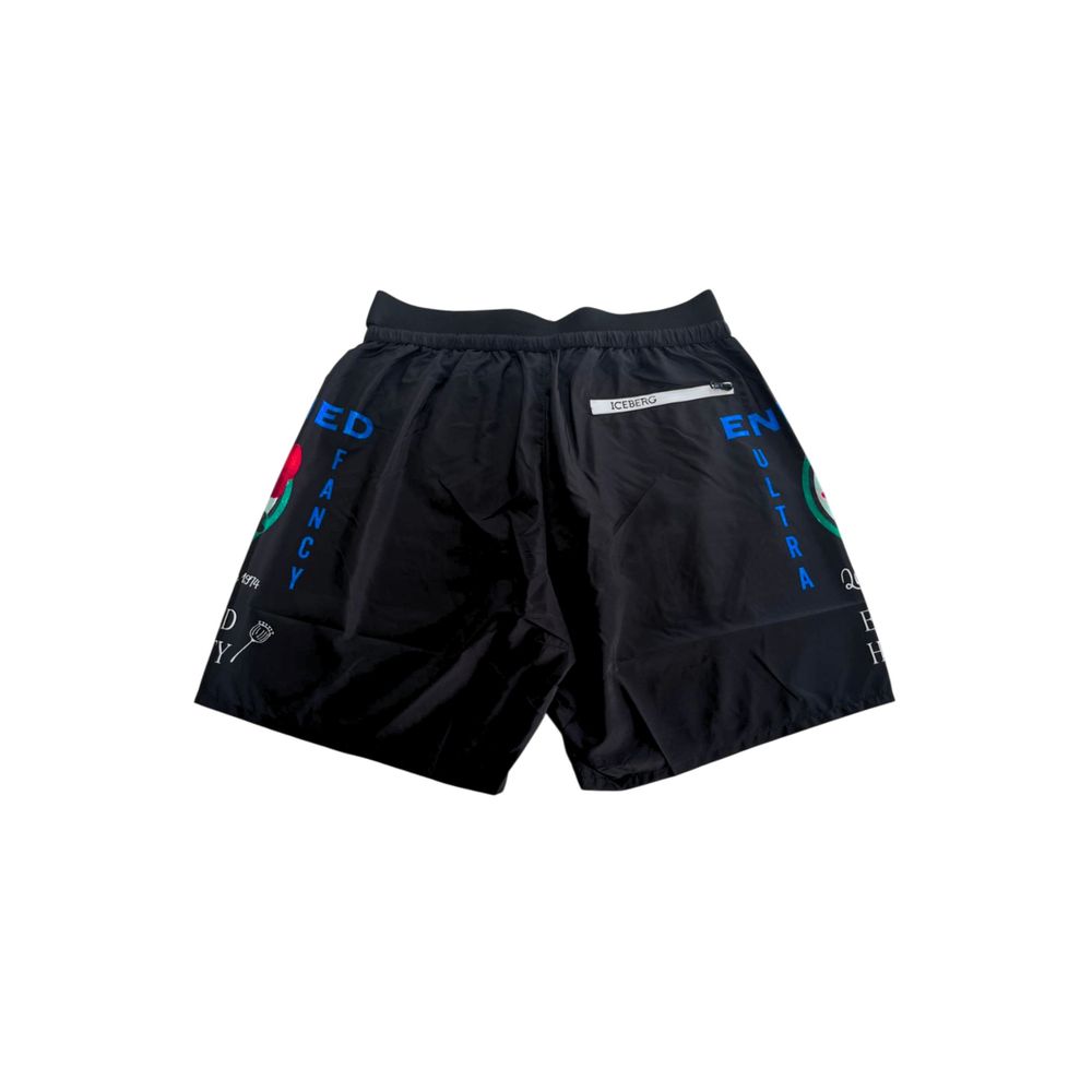 Short de bain pour homme en polyester noir Iceberg