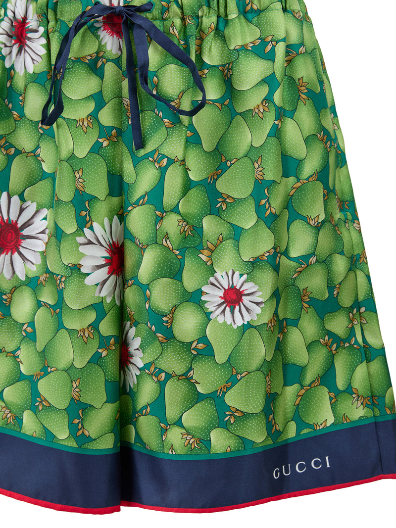 Gucci Green Flower Printed Silk Shorts - Model 744904ZAODT3010