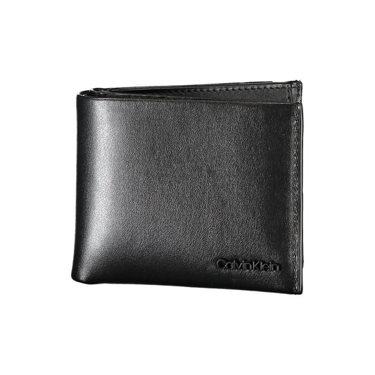 Portefeuille élégant à deux compartiments en cuir noir Calvin Klein