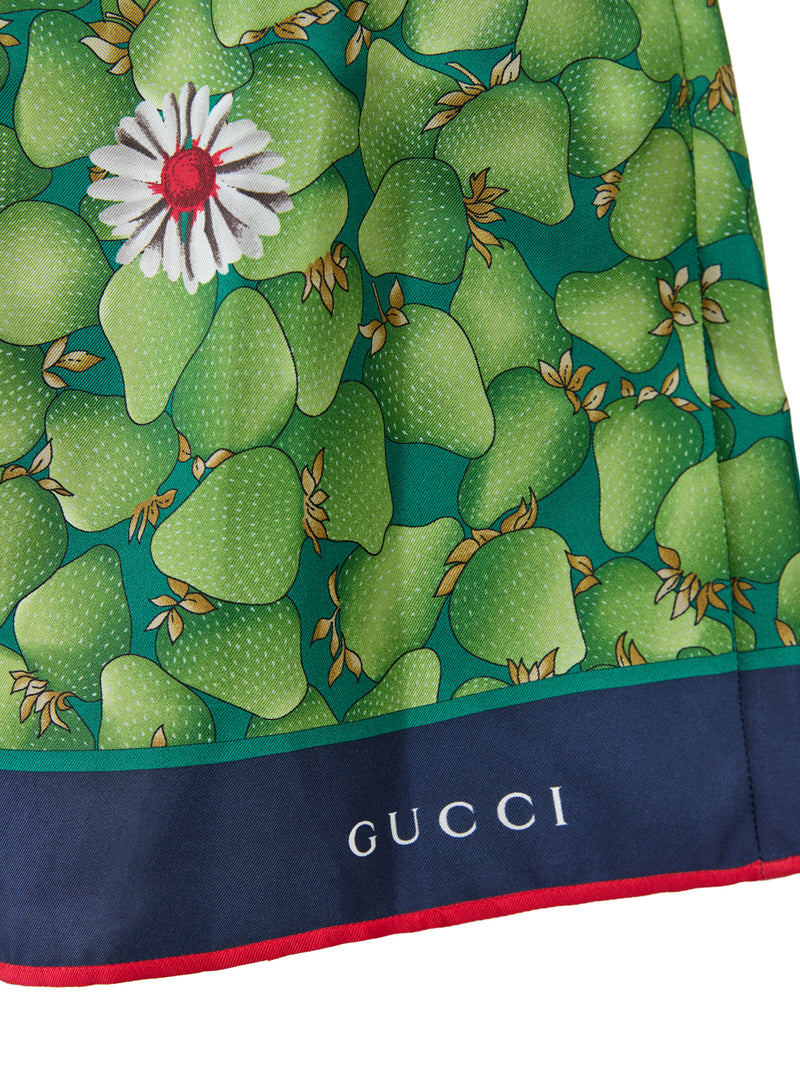 Gucci Green Flower Printed Silk Shorts - Model 744904ZAODT3010