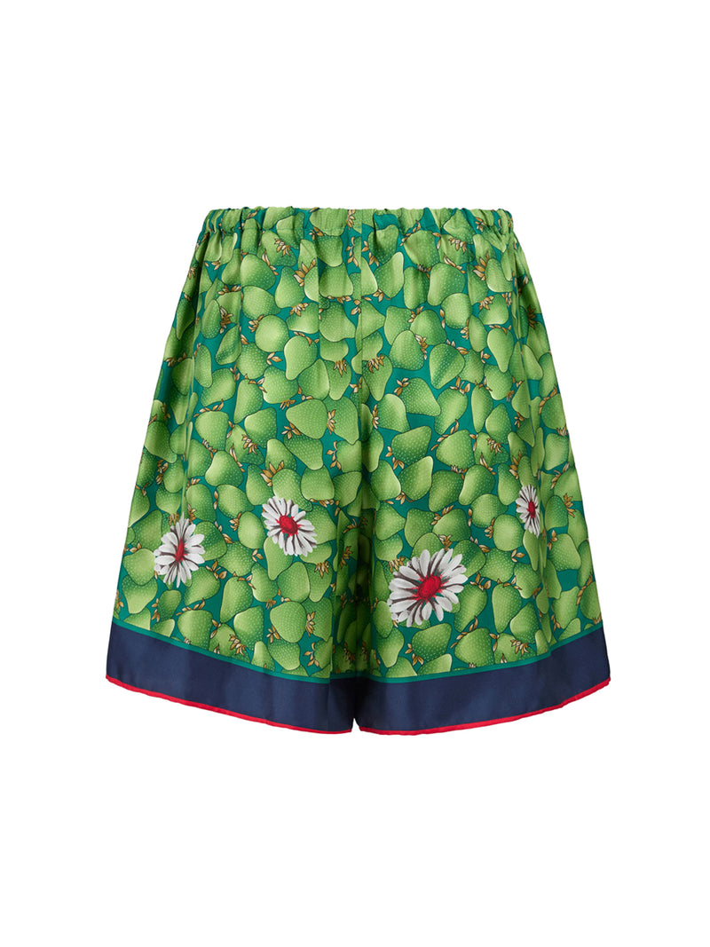Gucci Green Flower Printed Silk Shorts - Model 744904ZAODT3010