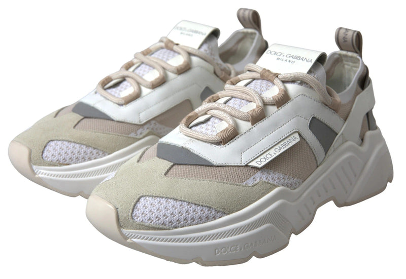 Dolce & Gabbana DAYMASTER Sneakers en cuir blanc et beige