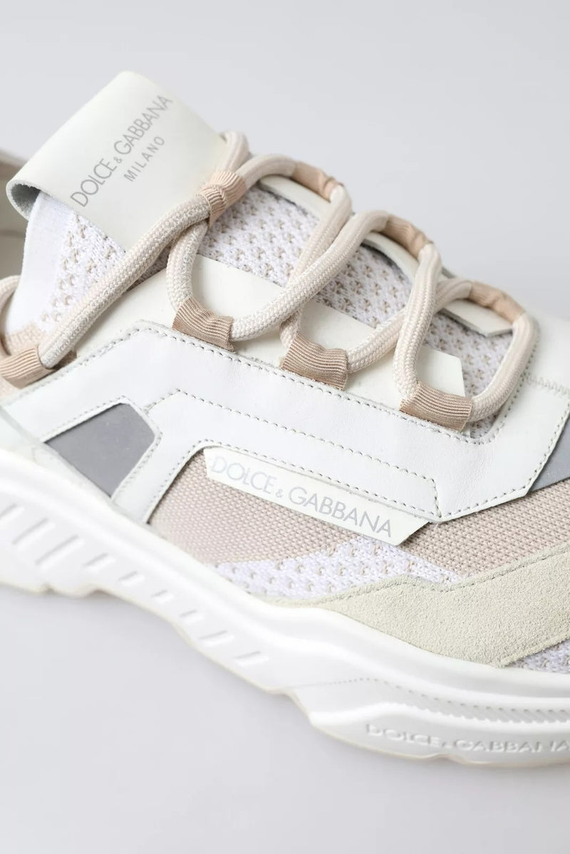 Dolce & Gabbana DAYMASTER Sneakers en cuir blanc et beige
