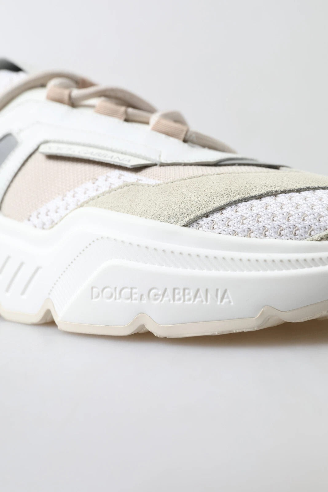 Dolce & Gabbana DAYMASTER Sneakers en cuir blanc et beige