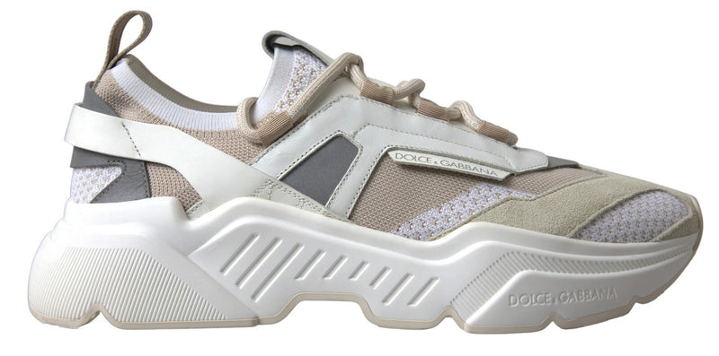 Dolce & Gabbana DAYMASTER Sneakers en cuir blanc et beige
