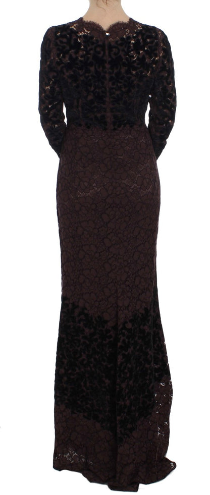 Robe Maxi Ricamo en Dentelle Fleurie Violette de Dolce & Gabbana