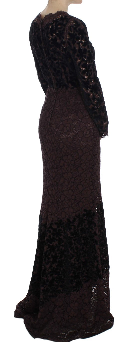 Robe Maxi Ricamo en Dentelle Fleurie Violette de Dolce & Gabbana