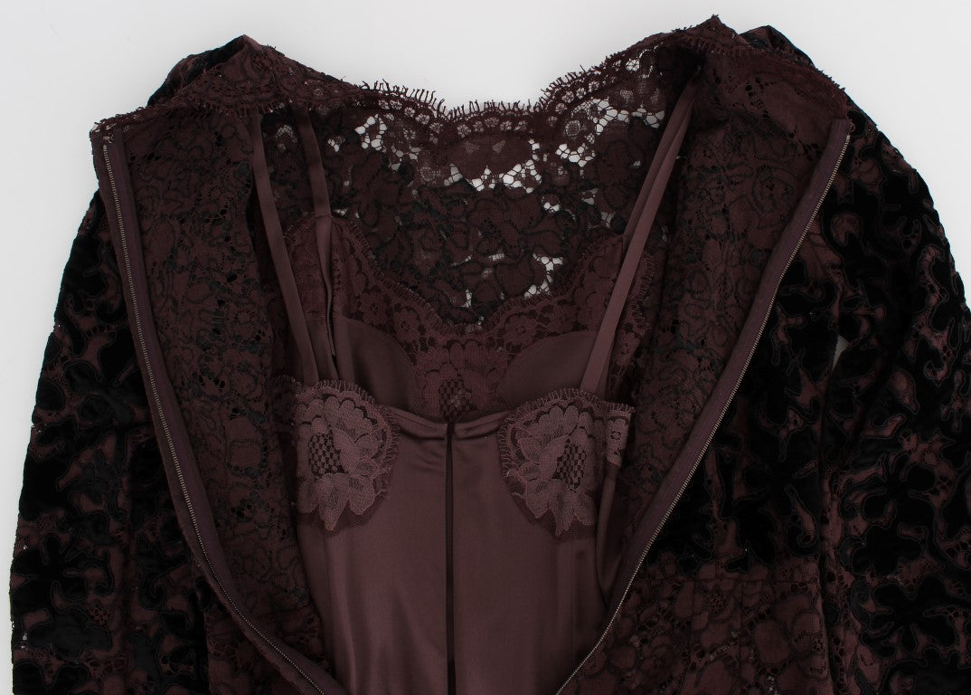 Robe Maxi Ricamo en Dentelle Fleurie Violette de Dolce & Gabbana