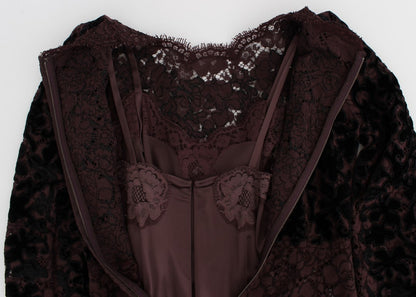 Robe Maxi Ricamo en Dentelle Fleurie Violette de Dolce & Gabbana