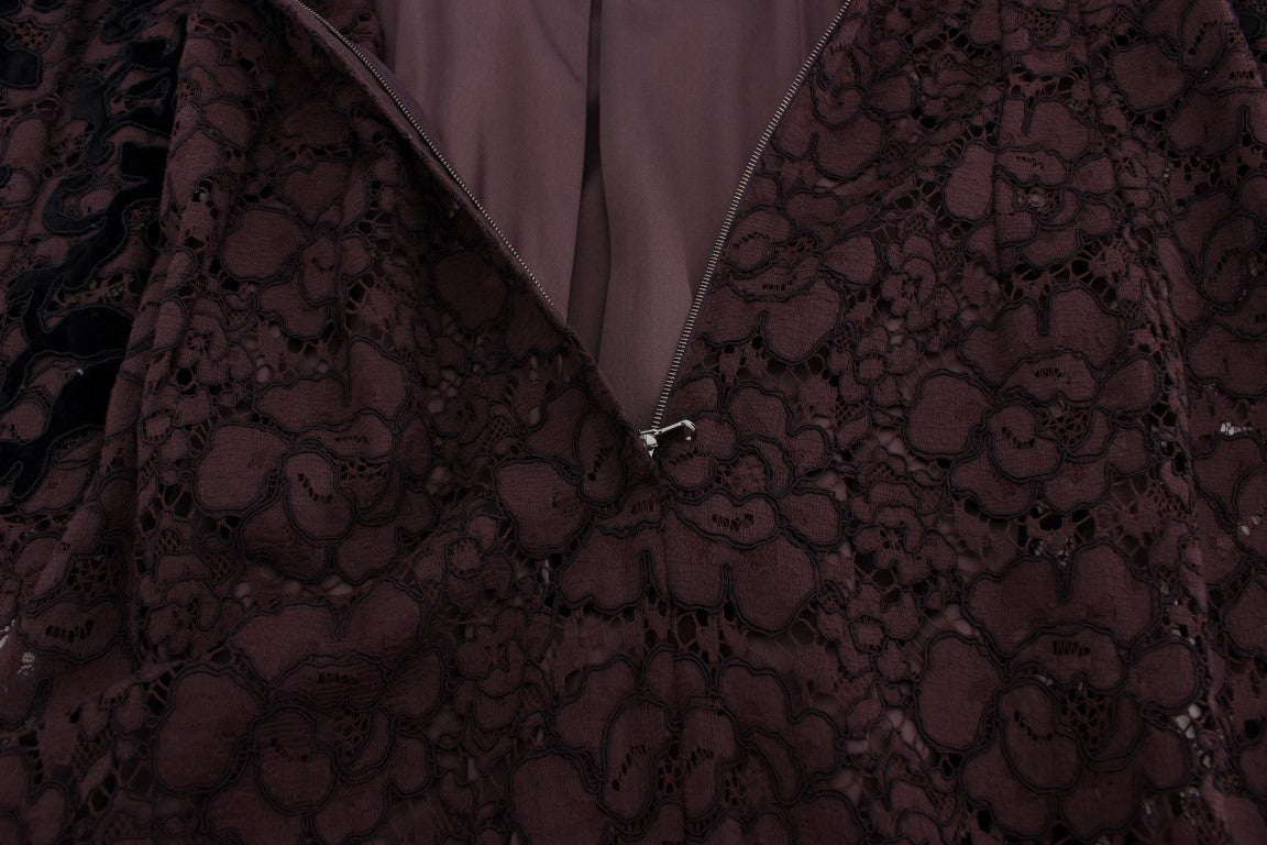 Robe Maxi Ricamo en Dentelle Fleurie Violette de Dolce & Gabbana