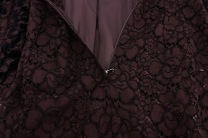 Robe Maxi Ricamo en Dentelle Fleurie Violette de Dolce & Gabbana