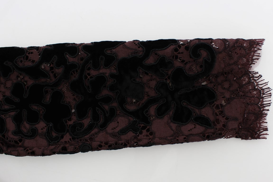 Robe Maxi Ricamo en Dentelle Fleurie Violette de Dolce & Gabbana