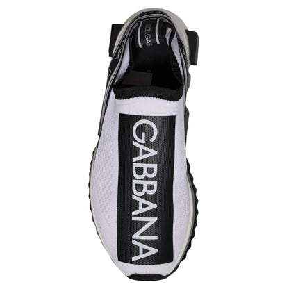 Dolce & Gabbana White Black Slip On Sorrento Sneakers Shoes