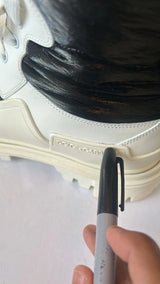 Dolce & Gabbana White Padded Mid Calf Lace Up Boots